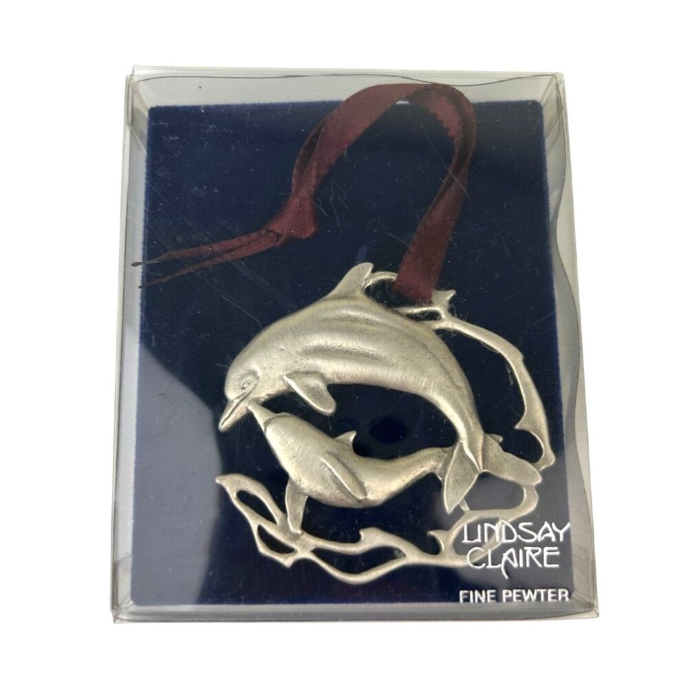 Lindsay Claire Fine Pewter Dolphin Ornament Coastal Ornament Christmas Holiday